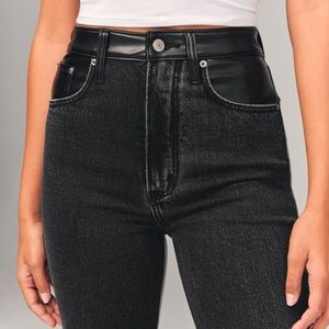Abercrombie: Mixed Fabric Ultra High Rise Ankle Straight Jean
